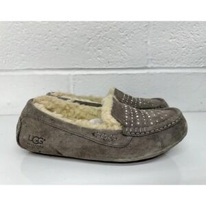 UGG Women Size 7 Ansley Bling Gray Suede Moccasins Slippers Shoes